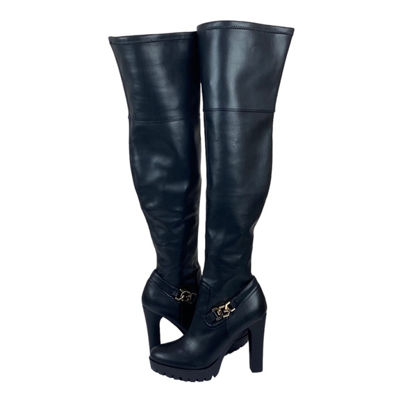 Guess Shoes Guess Tailia Lug Platform Over The Knee Boots Black